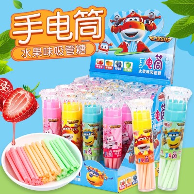 尊龙凯时人生就是搏·(中国)国际AG馆手电筒玩具糖吸管糖卡通发光玩具糖果儿童休闲零食糖玩批发